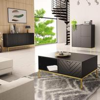 "Lomadox" svetainės kambario komplektas 3 dalių svetainės kambario spinta Svetainės baldai Svetainės spintos Modernios juodos matinės spalvos su frezuotais priedais