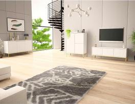 "Lomadox" svetainės kambario komplektas 3 dalių svetainės kambario spinta Svetainės baldai Svetainės spintos Modernios matinės baltos spalvos su frezuotais priedais