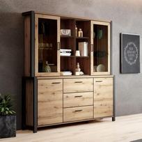 "Lomadox" valgomojo kambario bufetinės spintelės komplektas iš Tauro ąžuolo su LED apšvietimu Š x V x G apie 180 x 200 x 41 cm