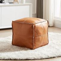 "Louis Donné" kietas kvadratinis odinis pufas svetainei Kvadratinis medvilninis pufas Minkštas sandėliavimo sprendimas Kojinė lauko oranžinė - 114,3 x 114,3 x 114,3 x 114,3 x 114,3 cm
