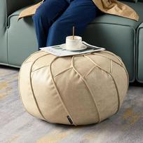 "Louis Donné" neužpildytas pupelių maišas namams Apvalus pėdų kilimėlis Poufudish Footrest Storage Bean Bag grindų kėdė Vandeniui atsparus dirbtinės odos "Pouf" gyvenamojo kambario dizainas Mada (balta)