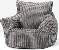 "Lounge Pug" maža vaikiška kėdutė "Bean Bag" 1-3 metams, grafito pilkos spalvos velvetinis audinys, mini kėdutė, vaikiška kėdutė, minkšta kėdutė, vaikų kambario baldai