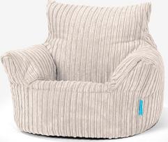 "Lounge Pug" maža vaikiška kėdutė "Bean Bag" 1-3 metams, dramblio kaulo spalvos velvetinis audinys, mini kėdutė, vaikiška kėdutė, minkšta kėdutė, vaikų kambario baldai