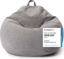 "Lumaland Comfort Line XL Indoor Bean Bag" - 90 x 110 x 50 cm - Grindų pagalvėlė, kėdė - 250 L - EPS karoliukų užpildas - šviesiai pilka