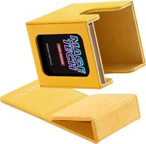 "Mage Tech Commander Deck Box Lite" - kortų dėklas su mini užspaudžiamu kortelių laikikliu ir nuimamu dangteliu, talpinantis daugiau nei 100 kortų, idealiai tinka MTG, PTCG, OPCG, SWU ir kitoms žaidimams (geltonas)