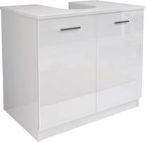 "Mama Store" kolonėlės dangtis vonios kambario baldų komplektui "Vanity Unit" su 2 durimis, blizgus, baltas L 70 cm x D 46 cm x H 62 cm