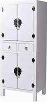 "Mandarin Oriental" balta kiniška vestuvinė spinta - autentiškas Ming dizainas, 4 durys ir 2 stalčiai, mediena/MDF, elegantiška laikymo erdvė Mya004 Palazzo Exclusive