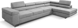 "MargaretHadas24 Marlene IV" L formos kampinė sofa su reguliuojamais galvos atlošais Miego funkcija Miegamojo lova 347 cm dešinė (spalva: šviesiai pilka Vena 17)