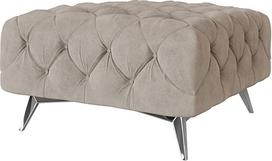 "Maria Chesterfield" taburetė "Pouf Footstool" Paminkštinta sėdynė "Pouf" minkštasuolis gyvenamajame kambaryje, miegamajame 80 x 80 x 45 cm tamsiai kreminės spalvos