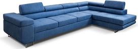 "Marlene IV" L formos kampinė sofa su reguliuojamais galvos atlošais ir miego funkcija Miegamojo lova 347 cm dešinė (spalva: mėlyna "Vena 12")