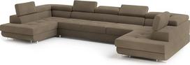 "Masseno ISOLANO" kampinė sofa su miego funkcija, U formos, "Glamour" sofa su lovos dėže, svetainės sofa, sofa, sofa, sofa lova, sofos komplektas - smėlio spalvos, "Monolith 09