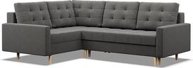 "Mebligo" - "Elma" kampinė sofa su miego funkcija ir lovos dėže, kampinė sofa su otomanu kairėje, L formos sofa (plotis x gylis x aukštis) 223 x 172 x 88 cm, svetainės sofa, kampinė sofa, tamsiai pilka (Lux 6)