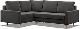 "Mebligo" - kampinė sofa su miego funkcija ir tuščia lovos dėže, kampinė sofa su otomanu kairėje, L formos sofa 226 x 175 x 92 cm, sofa su "Bonell" spyruoklėmis, kampinė svetainės sofa, sofa lova - pilka