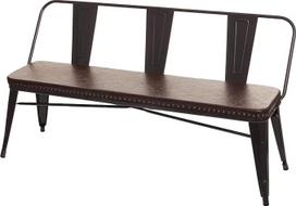 "Mendler Chesterfield" HWC-H10 3-vietis suoliukas drabužinei Valgomojo suoliukas Dirbtinė oda pramoniniam maitinimui Juoda / ruda