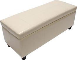 "Mendler Kriens" suoliukas su daiktadėže oda ir dirbtine oda 112 x 45 x 45 cm FSC sertifikuota kreminė spalva