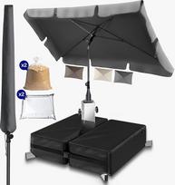 "Menz 3-in-1" apsaugos nuo saulės balkono komplektas - stačiakampis skėtis 200 x 125 cm + skėčio stovas + skėčio dangtis - skėtis balkonui su stovu