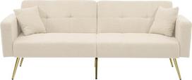 "Merax" sofa-lova su lovos funkcija, reguliuojamu kampu, tvirtu mediniu rėmu, su pagalvėmis ir šoninėmis kišenėmis, transformuojama, patogi, skirta svečiams, smėlio spalvos