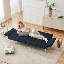 "Merax" sulankstoma sofa-lova, 2 sėdimų vietų sofa su miego funkcija, sofa-lova su dideliu 220 cm ilgio × 104 cm pločio gulėjimo paviršiumi, sofa svetainei, miegamajam, svečių kambariui, juoda