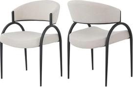 "Meridian Furniture Privet Collection Modern" | Šiuolaikinės valgomojo kėdės su minkšto lino tekstūros poliesterio audiniu, geležinis rėmas, 2 vnt., 20,5" plotis x 22,5" gylis x 31,5" aukštis, smėlio spalvos