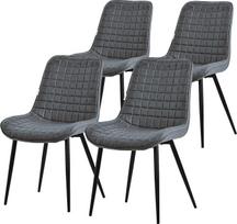 "ML-Design" valgomojo kėdės, 4 vnt., antracito spalvos, dirbtinės odos sėdynės su juodomis metalinėmis kojomis, virtuvės kėdės su atlošu, svetainės kėdės, minkštos valgomojo / biuro kėdės, paminkštintos