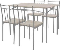 "ML-Design" valgomojo stalas su 4 kėdėmis, šviesus ąžuolas, 5 dalių valgomojo komplektas 4 asmenims, mediena, valgomojo kėdės su metalinėmis kojomis, virtuvės stalo komplektas, valgomojo komplektas, valgomojo kambario komplektas, valgomojo komplektas