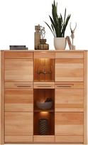 "möbelando Nature One Highboard", buko mediena, iš dalies iš masyvo, FSC sertifikuota, moderni svetainės spintelė su daug vietos ir LED apšvietimu 127 x 137 x 40 cm (plotis x aukštis x gylis)