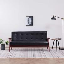 "Mogou" 3 vietų sofa, sofa lova, sofa lova, sofa su miego funkcija, sofa lova, sofos ir sofos, sofa lova, juoda dirbtinė oda