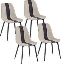 "Mondeer" valgomojo kėdės, 4 vnt., virtuvės kėdės, minkštos kėdės su metalinėmis kojelėmis, modernus dizainas, skirtos valgomajam, svetainei, priimamajam, biurui, W 48 x H 85 x D 40 cm, smėlio spalvos