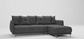 "Monte Corner" sofa, dešiniojo kampo sofa su miego funkcija, lovos dėžės sofa svetainei, laisvai pastatoma minkštasuoliai, sofos, sofos, mikropluoštas, grafitas, 238 x 170 x 89 cm
