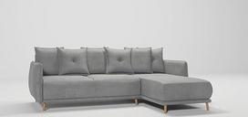 "Monte Corner" sofa, dešiniojo kampo sofa su miego funkcija, lovos dėžės sofa svetainei, laisvai pastatoma minkštasuoliai, sofos, sofos, mikropluoštas, pilka, 238 x 170 x 89 cm
