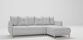 "Monte" kampinė sofa, dešiniojo kampo sofa su miego funkcija, lovos dėžės sofa svetainei, laisvai pastatoma minkštasuoliai, sofos, sofos, mikropluoštas, sidabrinė, 238 x 170 x 89 cm