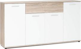 "Newfurn Esra.Nine" bufetas Natūralus bufetas Aukštoji lenta Daugiafunkcinė spinta II 160 x 85 x 35 cm (plotis x aukštis x gylis) II, Sonoma ąžuolas / Sonoma ąžuolas / Balta Svetainė Miegamasis Valgomasis