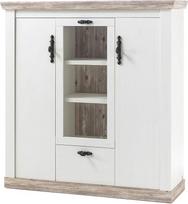 "Newfurn Amelie Ten Highboard Sideboard Country House Komoda Aukšta spinta II 140 x 146 x 44 cm (plotis x aukštis x gylis) II, pušis Balta/Pušis Balta Svetainė Miegamasis Valgomasis