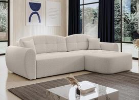 "Nubio" 282 cm pločio kampinė sofa su miego funkcija - smėlio spalvos kampinė sofa