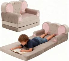 "NUKied" vaikiška sofa, vaikiška kėdė, kūdikių poilsio sofa, mini kušetė, skirta minkštam vaikų kambario kampui, išskleidžiama kušetė 1-3 metų berniukams ir mergaitėms, dovana vaikams, dramblys