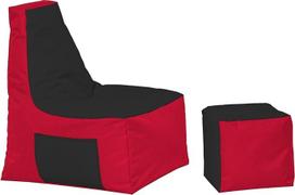"Optimal Bean Bag" su atlošu ir taburete - vaikams ir suaugusiesiems - fotelis - pagalvėlė - vidaus ir lauko - tinka žaidimams ir yra užpildytas - sėdynės pagalvėlė grindų pagalvėlė (raudona - juoda)