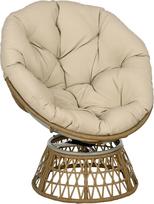 "Outsunny Papasan Wicker Chair Rattan Swivel Chair with Padding 360 laipsnių reguliuojama atrama kojoms 85 x 70 x 82 cm Khaki