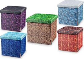 "Pixeldesign Cube" sėdimoji taburetė su laikymo vieta, sulankstoma taburetė, kojų taburetė, sulankstoma taburetė, sėdimoji taburetė gyvenamajame kambaryje, vaikų kambaryje, "Pixelart", 5 vnt. (38 x 38 x 38 cm)