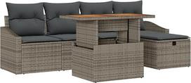"Rantry" 6 dalių sodo sofos komplektas su pagalvėle Pilka polietileno rotango sodo poilsio zona Modelis3361349
