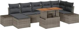 "Rantry" 8 dalių sodo sofos komplektas su kilimais Graues Poly Rattan Gartenlounge Modelis3358729