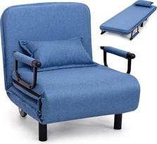 "RELAX4LIFE" sulankstomas miegamasis krėslas 3-in-1, sulankstomas krėslas iš poliesterio, skalbiamas, sofa-lova su 2 ratukais ir reguliuojamu atlošu, svečių lovos miego funkcija, su pagalvėle, maksimali apkrova 150 kg (mėlyna)