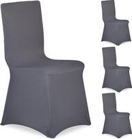 "Relaxdays" kėdžių užvalkalai, 4 vnt., universalus įtempiamas kėdžių užvalkalas, banketinių kėdžių apdaila, priėmimams ir šventėms, antracito spalvos