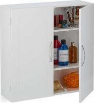"Relaxdays" pakabinama vonios kambario spintelė su 3 lanksčiais skyriais ir 2 durelėmis H 60 x W 60 x D 20 cm balta