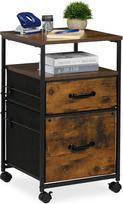 "Relaxdays" pramoninio dizaino ritininis konteineris rudos / juodos spalvos | Aktenschrank, 2 Schubladen, Hängeregister, HBT: 68x40x40 cm