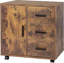 "Relaxdays" riedanti spinta 3 stalčiai 2 durų skyriai V x Š x D 57 x 60 x 40 cm Užrakinama dokumentų spinta Vintage Brown