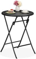 "Relaxdays" rotango efekto apvalus sodo stalas 75 cm H x 60 cm D Black | Balkono stalas, lauko stalas, Plastikas ir metalas
