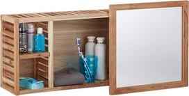 "Relaxdays" sieninė lentyna su veidrodžiu - riešutmedžio riešutas - stumdomas veidrodis - alyvuota mediena - 80 cm pločio - specialiai vonios kambariui - natūrali