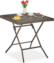 "Relaxdays" sodo stalas "Wood Look" Kvadratinis H x D 74 x 78 x 78 cm Balkono stalas Plastikinis metalinis lauko stalas Rudos spalvos