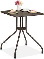 "Relaxdays" sodo stalas "Wood Look", kvadratinis, V x Š x G: 75 x 61 x 61 cm, balkono stalas, plastikas ir plienas, lauko stalas, rudas