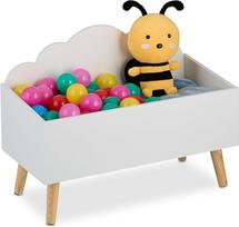 "Relaxdays" vaikiška skrynia "Cloud Design" H 45 x W 60 x D 30 cm MDF knygoms ir žaislams Atvira žaislų skrynia balta